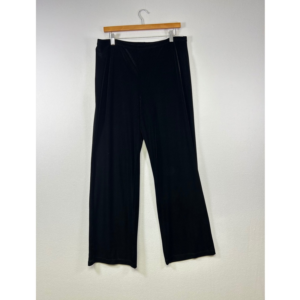 Talbots Velvet Wide Leg Pants Womens Medium Black High Rise Pull On Trousers